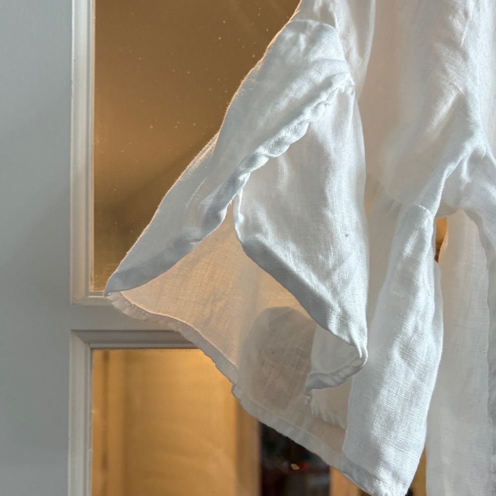 Sundance Linen White Ruffled Blouse - Picture 5 of 5